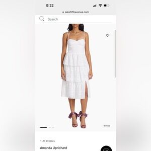 Amanda Uprichard Rosalia White Midi Dress. Dry cleaned. Worn once.